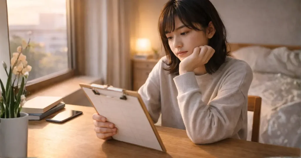 進路について考え込む女子高校生のイメージ