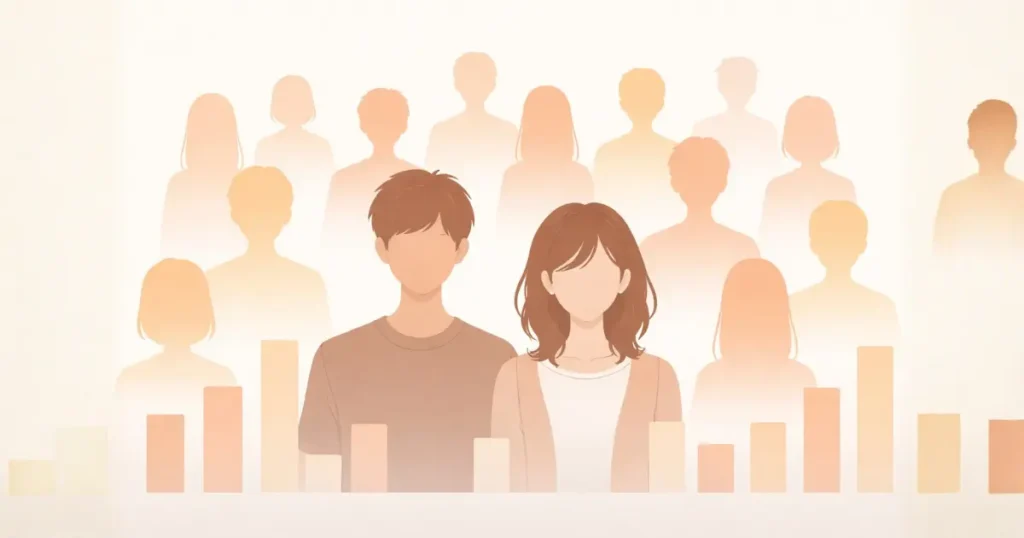 就活に不安を感じる学生が多数派であることを示すイラスト