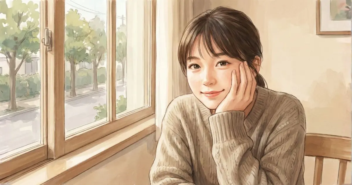 窓辺で穏やかに考え事をしている若者。やりたいことを探すイメージ