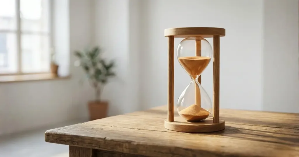 2分だけを示すシンプルな砂時計のイメージ