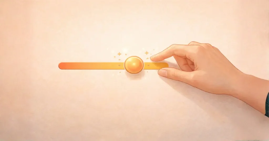 最低限の許容範囲を探るダイヤルのイメージ