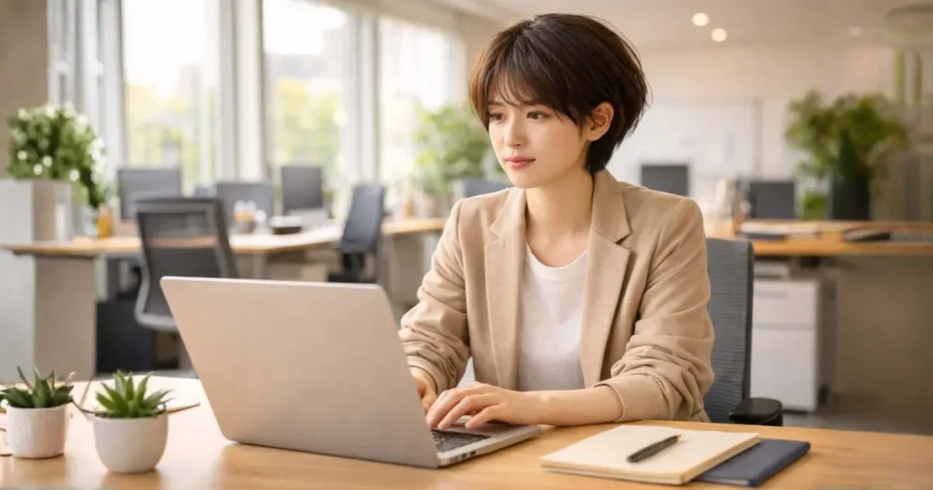 仕事に集中する若手社会人