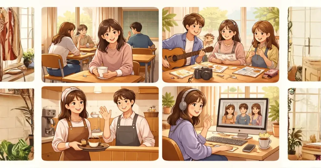 複数の居場所を表すイラスト