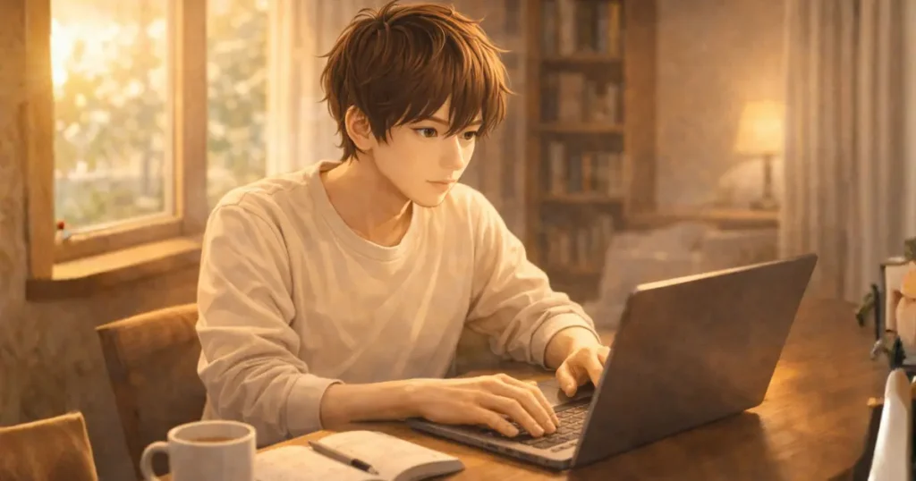 一人の時間を使ってスキルを磨く若者