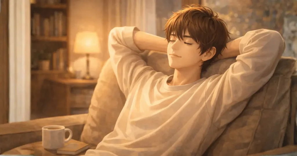 一人の時間で充電している若者