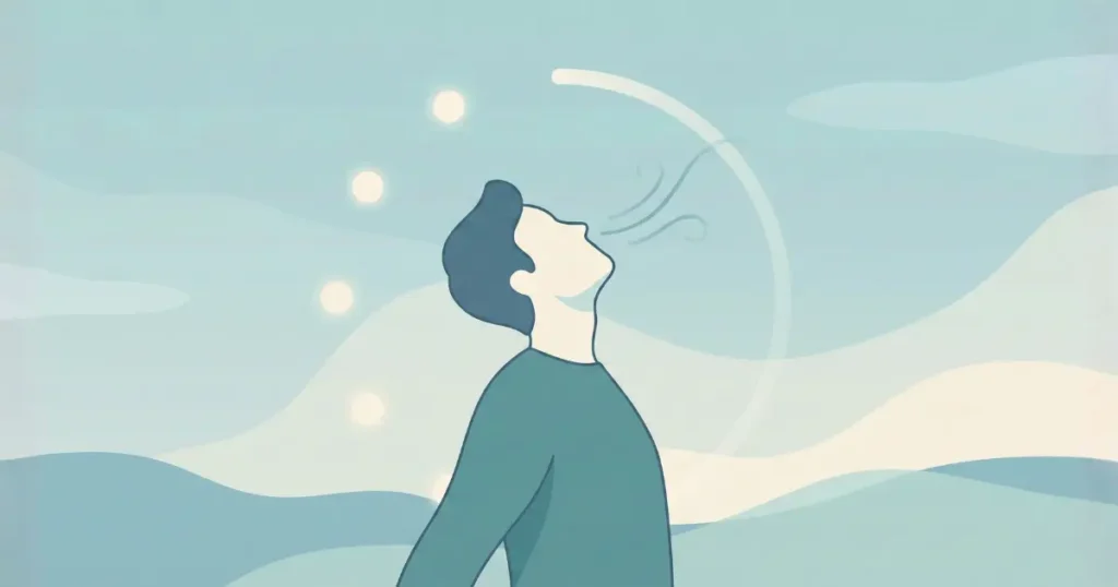 6秒ルールで深呼吸する様子を表すイラスト