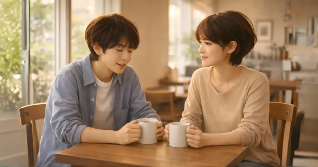 相談相手と話をする若手社会人