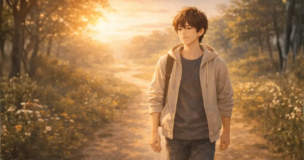 一人でも自信を持って歩く若者