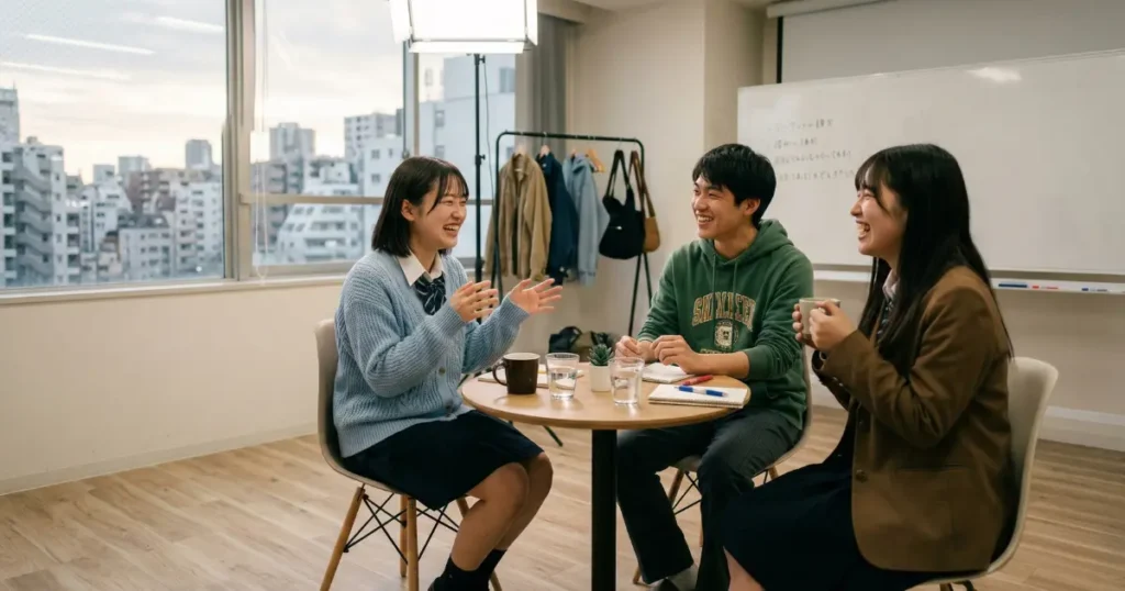 放課後に友達とおしゃべりする様子