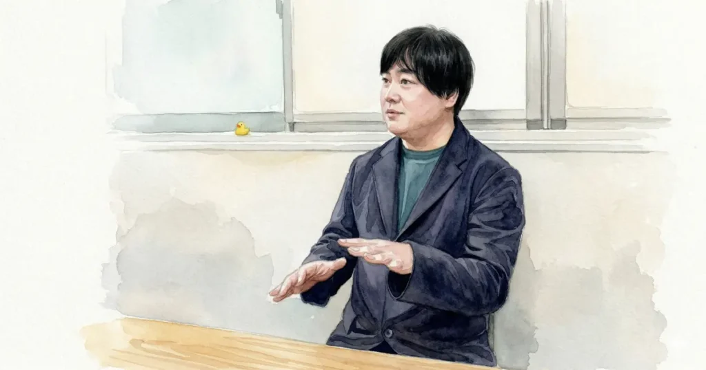 語りかける滝野川高等学院 豊田校長の水彩画